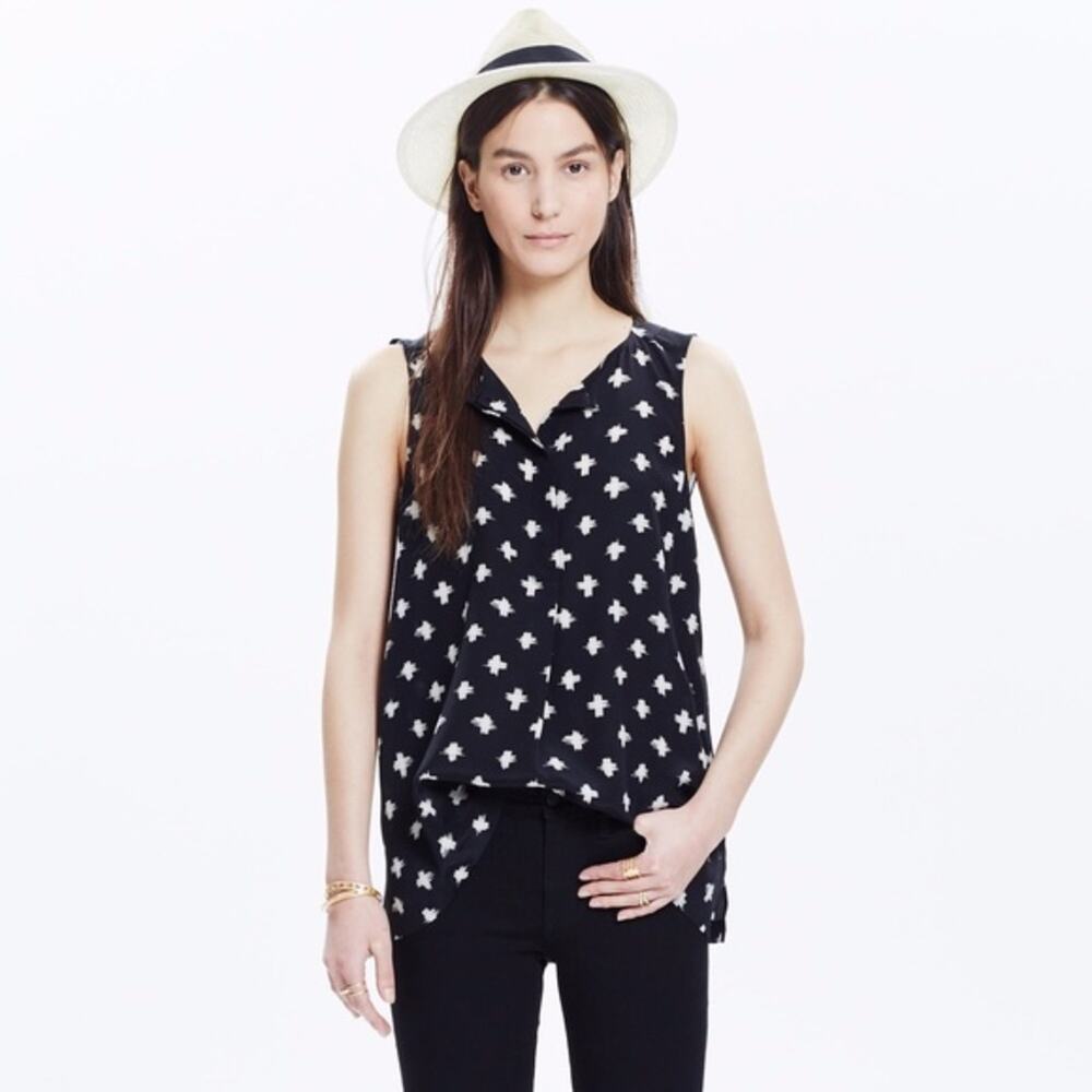 Madewell Sleeveless Button Up Silk Strokedash Size XXS